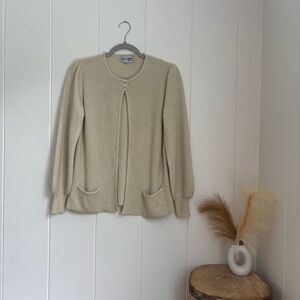 Elegant Cream Cardigan with Pearl Button